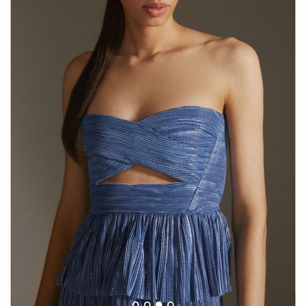Sabina Musayev Blue Pleated Camisole Top - Picture 7 of 12